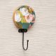 Multicolor Floral Pattern Round Wood and Resin Key Hooks