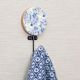 Multicolor Floral Pattern Round Wood and Resin Key Hooks for Hanging