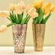 Golden Brass Embossed Floral Engraved Lassi Glass - Set of 2