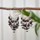 Bead Hoop Earrings in 925 Sterling Silver and Garnet Gem Stone