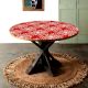 Beautiful Red Floral & Leaf Patterned Table Top