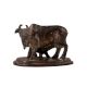 Indian Brass Cow & Calf Statue in Dark Finish