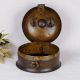 Round Handcrafted Jewelry Box Made of High Quality Brass