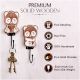 Brown Wooden Cute Panda Decorative Hooks For Kids - Pack of 3