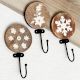 Brown Wooden Leaf Design Wall Hooks For Kids - Pack of 3