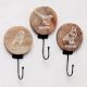 3 Pieces Brown Wooden Bird Design Hooks For Keys
