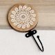 Brown Round Wooden Floral Coat Hooks Wall Mount