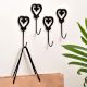 Black Iron Heart Decorative Wall Hooks for Keys - Pack of 4