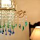 Blue & Green Modern Chandelier Made of Brass and Glass