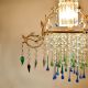 Blue & Green Modern Chandelier Made of Brass and Glass