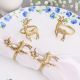 Handcrafted Reindeer Brass Napkin Ring in Set of 4