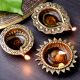 Brass Diyas for Diwali Decoration Designer Oil Lamp Pack of 3