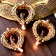 Brass Heart Shaped Oil Lamp Diya Pack of 3