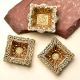 Brass Carved Square Shaped Oil Lamp Diwali  Festival Decoration Diya Pack of 3