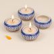 Blue and White Modern Tea Light Holder in Set of 4
