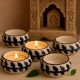 Modern Adorning Tea Light Holder Made of Ceramic in Set of 4
