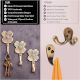 Golden Flower Brass Wall Hooks for Hanging - Pack of 3