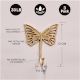 3 Pieces Brass Butterfly Vintage Wall Decor Hook For Hanging