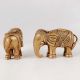 Handmade Golden Brass Elephant Statue in Pair of 2