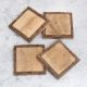 Vintage Style Brown Wooden Tea Coasters - Pack of 4