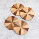 Modern Circle Shaped Brown Wooden Coasters - Pack of 4