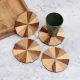 Modern Circle Shaped Brown Wooden Coasters - Pack of 4