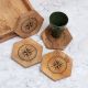 Brown Wooden Coasters Engraved with Compass - Pack of 4