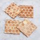 White and Brown Honeycomb Pattern Wooden Coasters - Pack of 4