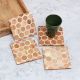 White and Brown Honeycomb Pattern Wooden Coasters - Pack of 4