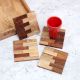 Brown Vintage Style Wooden Coasters - Pack of 4