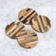 Circle Shaped Handmade Brown Wooden Coasters - Pack of 4