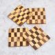Brown Check Pattern Wooden Coasters - Pack of 4