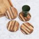 Antique Brown Circle Wooden Coasters - Pack of 4