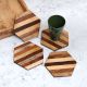 Modern Brown Wooden Coasters for Decor - Pack of 4
