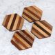 Modern Brown Wooden Coasters for Decor - Pack of 4