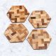 Antique Brown Hexagon Wooden Coasters - Pack of 4