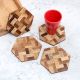 Antique Brown Hexagon Wooden Coasters - Pack of 4