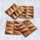 Square Shaped Brown Wooden Coasters - Pack of 4