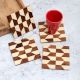 Modern Brown and White Pattern Wooden Coasters - Pack of 4