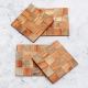 Brown Check Pattern Wooden Coasters - Pack of 4