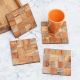 Brown Check Pattern Wooden Coasters - Pack of 4