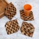 Handcrafted Brown Wooden Coasters Pack of 4
