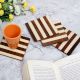 Brown and White Coloured Wooden Coasters Pack of 4