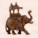 Handmade Copper Statue of Elephant with Howdah for Decor