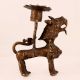 Vintage Brass Chinese Lion Statue Candle Holder