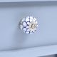 White Ceramic Blue Floral Knob for Cabinet