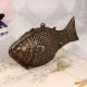 Vintage Brass Fish Statue in Antique Brown Finish