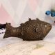 Vintage Brass Fish Statue in Antique Brown Finish