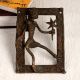 Tribal Art Brass Plate of Lady in Antique Brown Finish