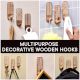 Wooden Brown White Pattern Adhesive Hook - Pack of 3